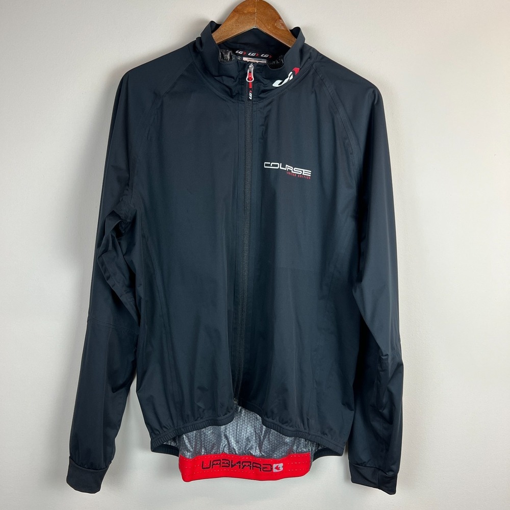 Louis Garneau Course Race Jacket Mens XL Black Cycling Water Resistant Full Zip